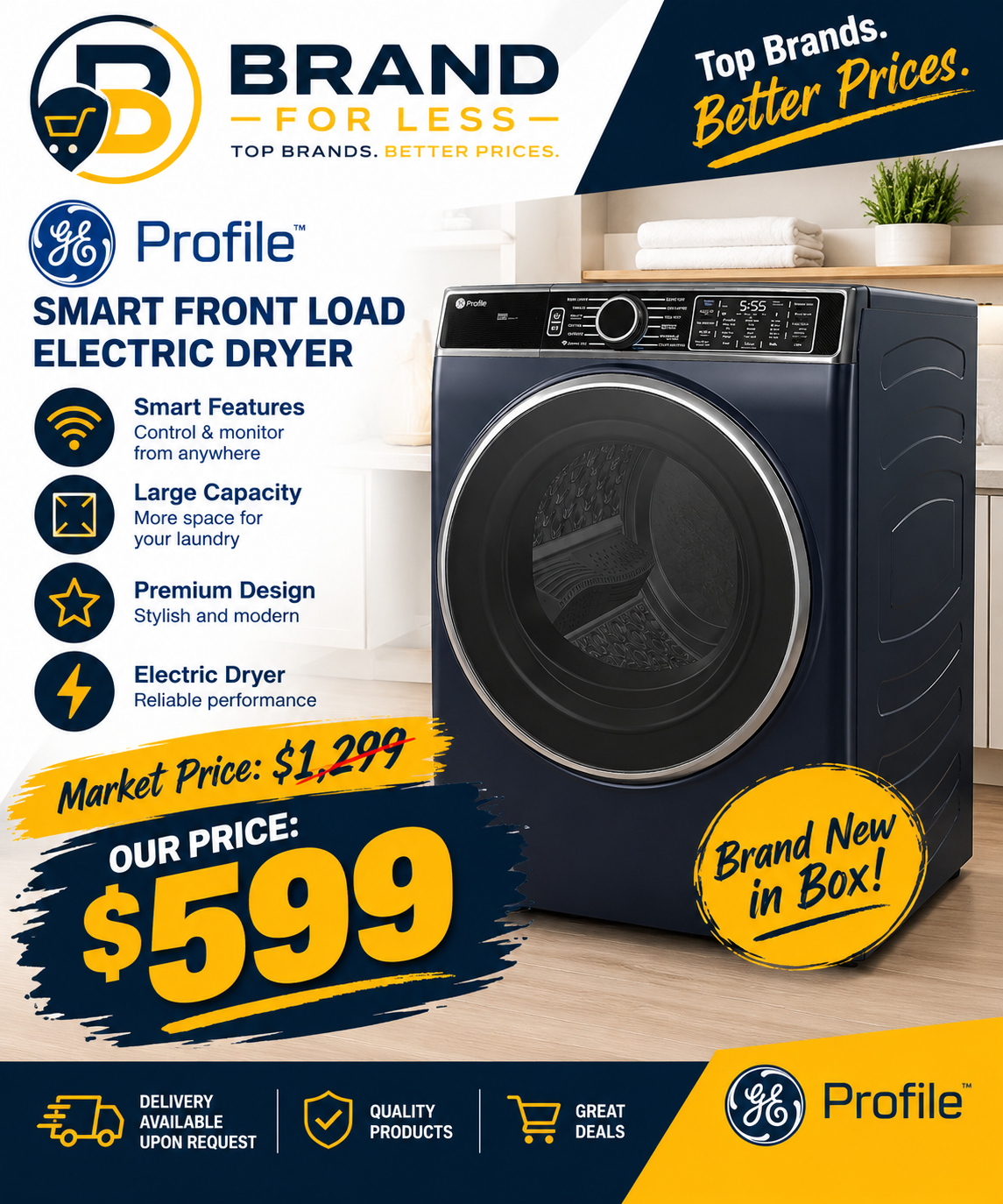 GE Profile Smart Front Load Electric Dryer