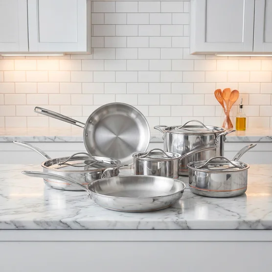 Kirkland Signature 10-Piece 5-Ply Clad Stainless Steel Cookware Set